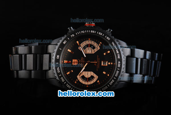 Tag Heuer Grand Carrera Calibre 17 Chronograph Quartz Full Black with Rose Gold Markers - Click Image to Close